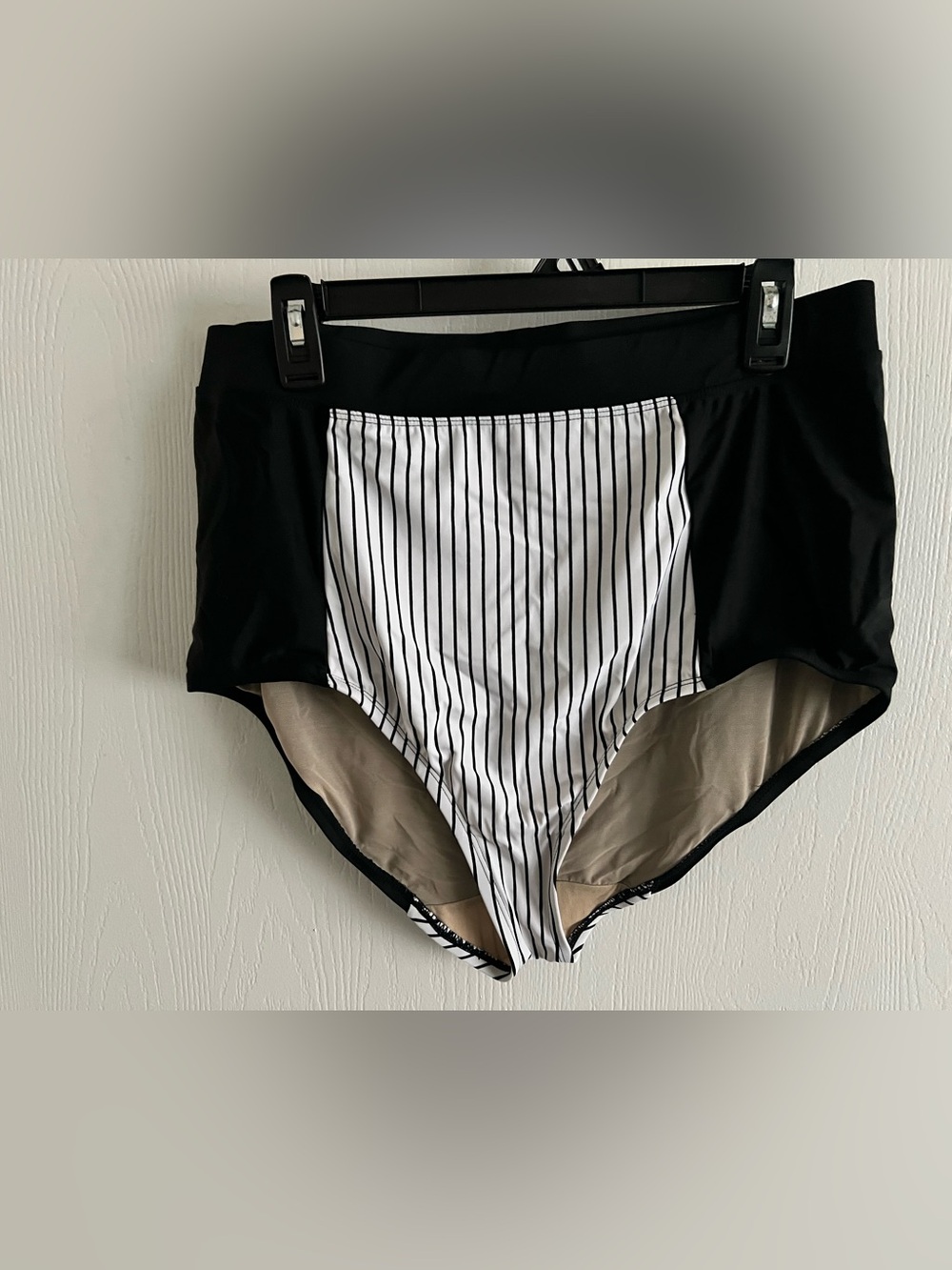 Cacique High-Waist Shorts - Black with White Pinstripe Front
